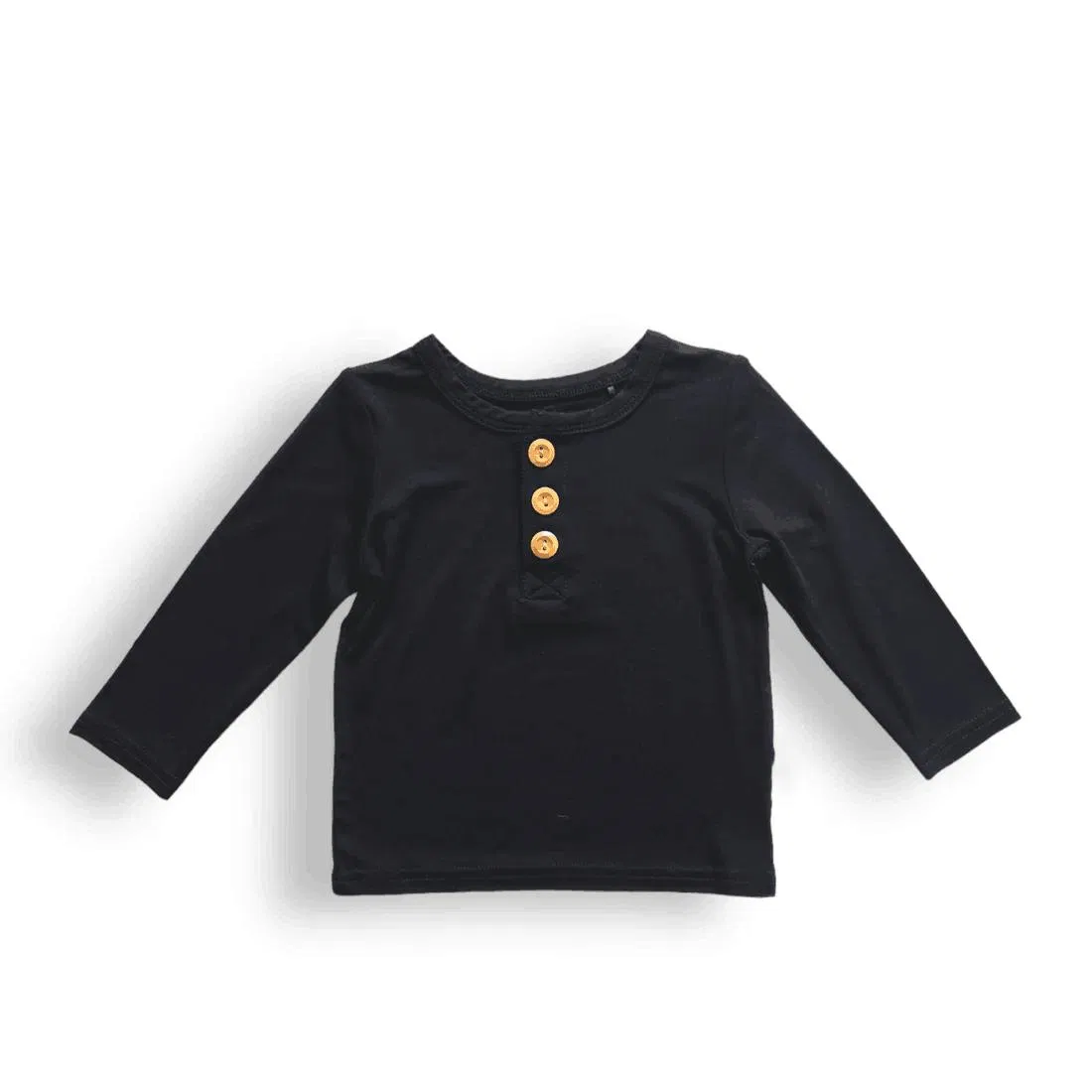 Fábrica de Ropa Camiseta de Manga Larga Henley Suave de Bambú Personalizada para Niños Ligera