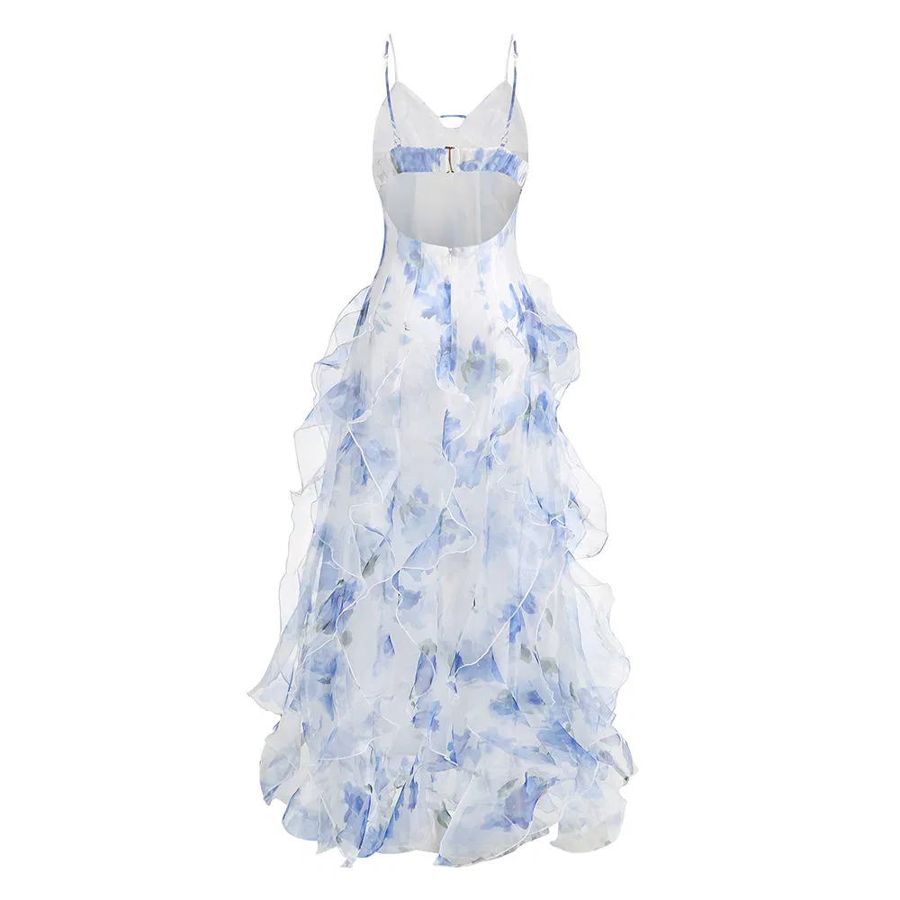 Vestido de moda para chicas con estampado floral elegante de verano, estilo casual para fiestas
