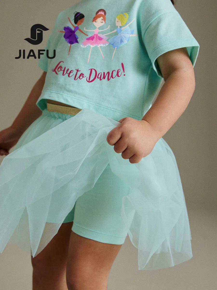 Conjunto Personalizado de Alta Calidad para Niños Ropa Infantil Conjunto de Niña Pijamas - Camiseta de Manga Corta + Faldas