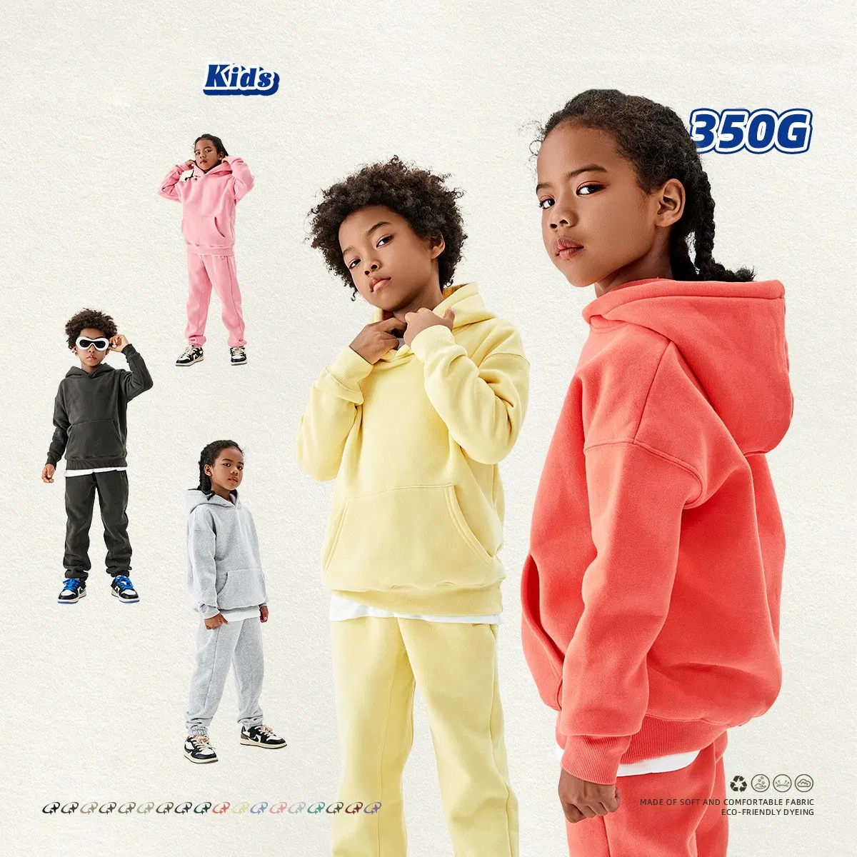 Conjuntos de sudaderas de felpa personalizadas para niños y niñas, conjuntos de jogging de diseñador, ropa infantil para invierno y primavera