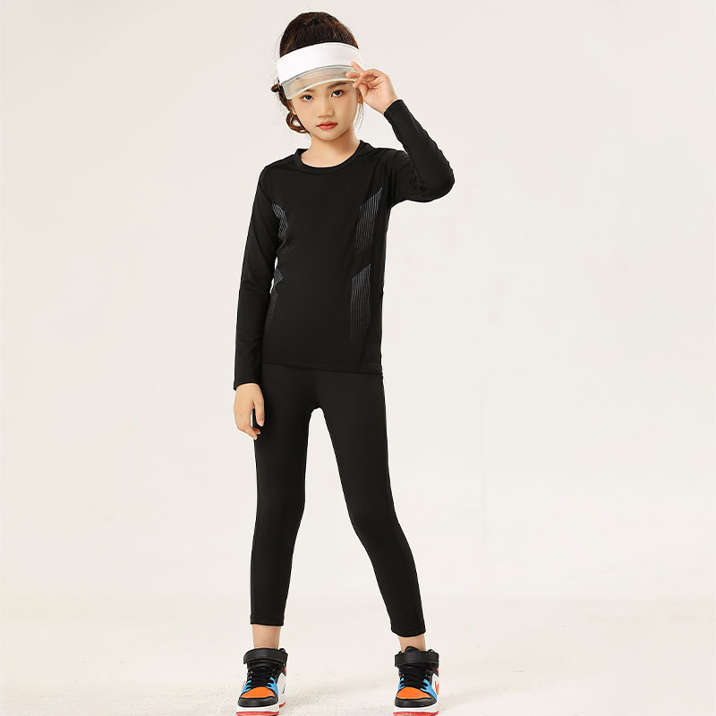 Conjunto de sudadera delgada para niños, cuello redondo, ajuste ceñido, transpirable, ropa deportiva