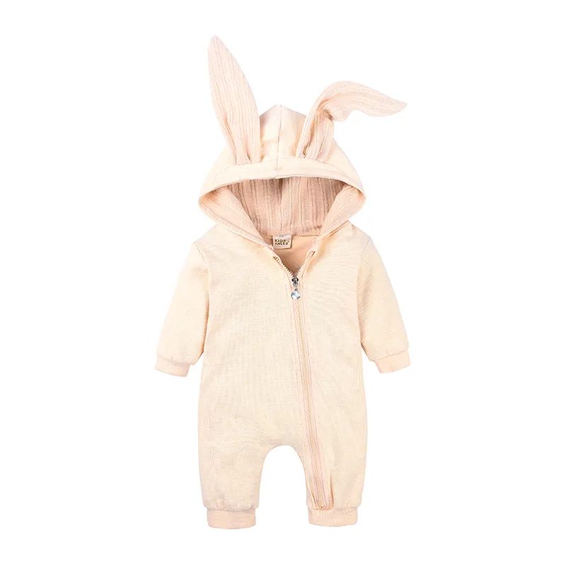 Mono de algodón para bebé, ropa de conejito lindo, mamelucos con cremallera, ropa para bebés, pijamas para bebés