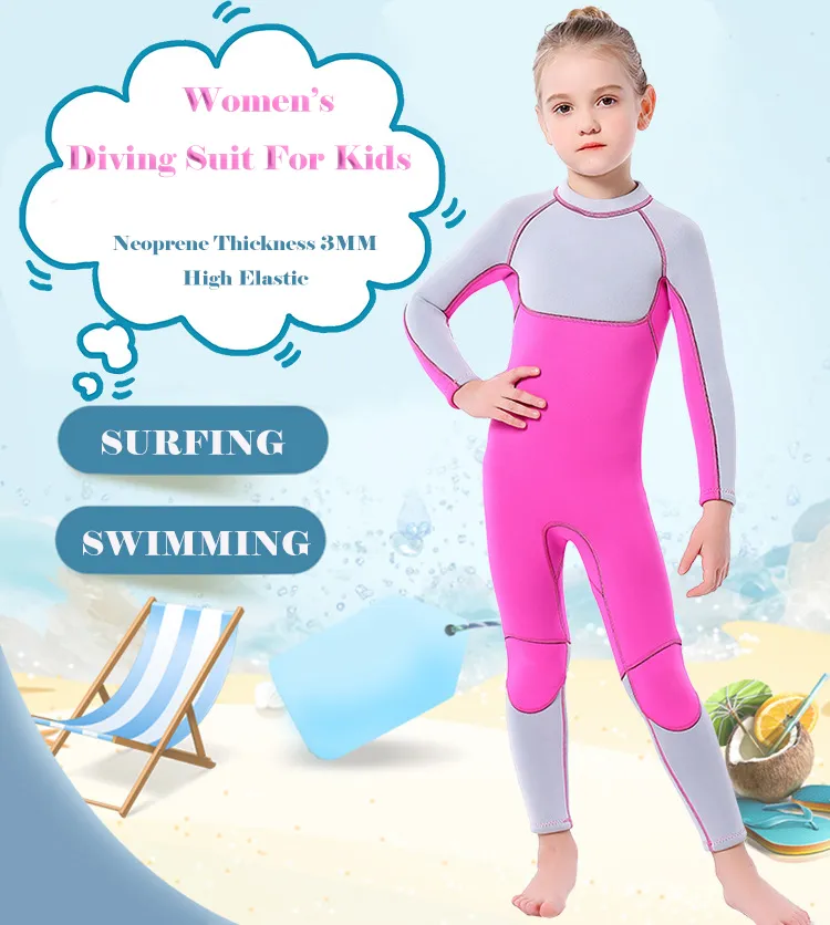 Nuevo Estilo Traje de Baño para Niños 2.5mm Neopreno Térmico de Una Pieza para Niñas