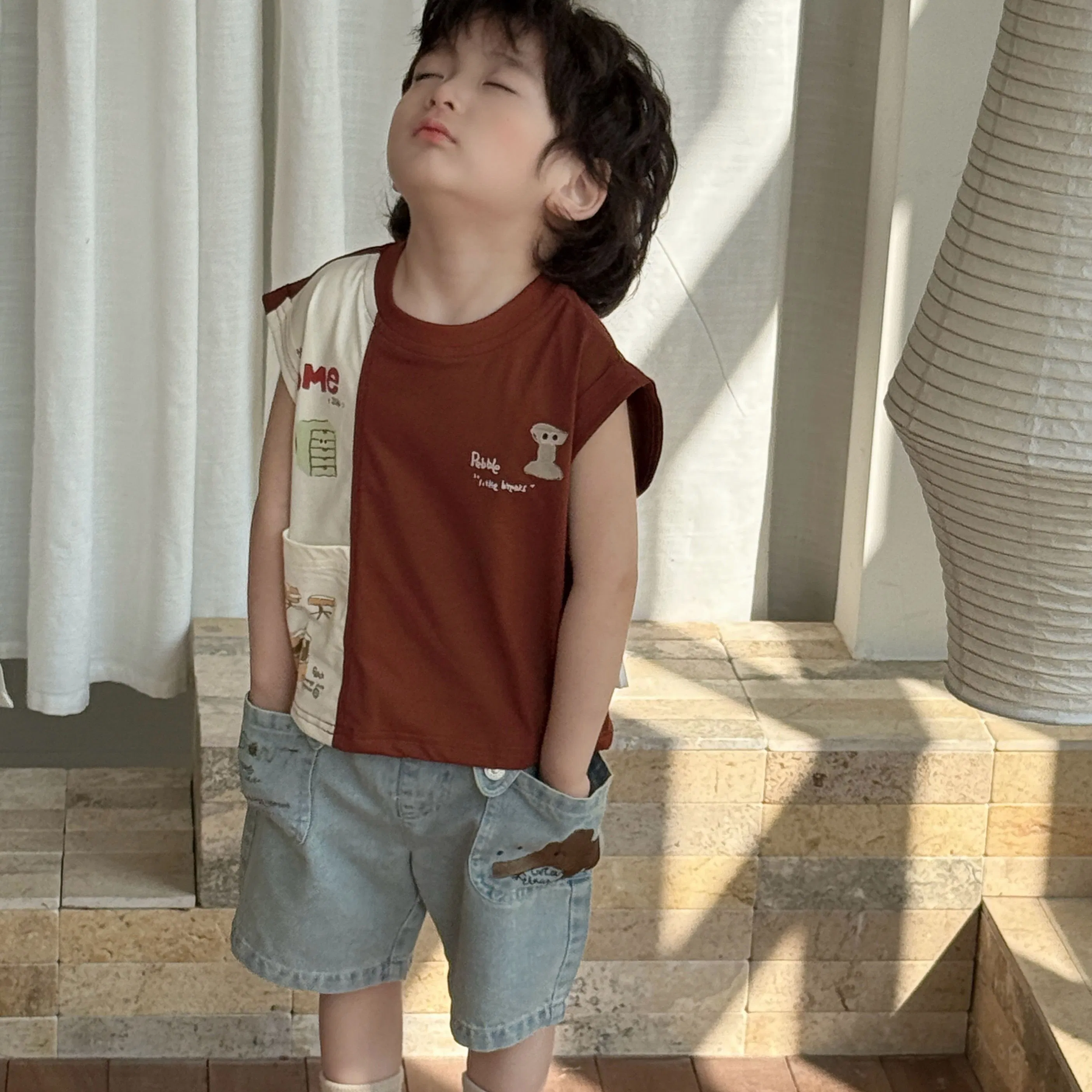 Ropa de algodón para niños, camiseta para bebés con estilo de moda