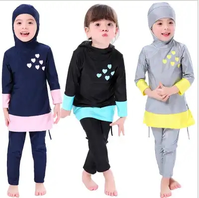 Bañadores islámicos para niñas y jóvenes con hijab de natación y turbante para niños musulmanes
