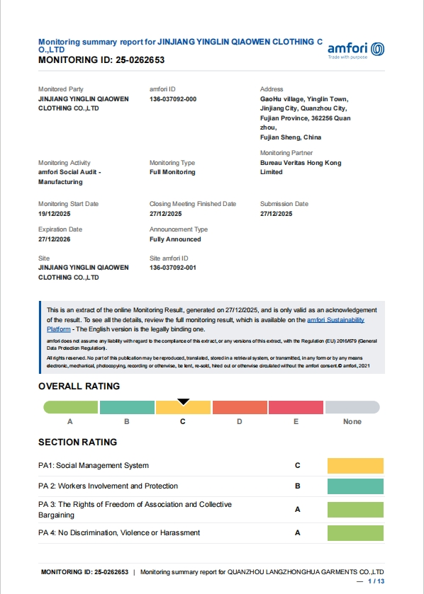 Certificado de Auditoría Social BSCI