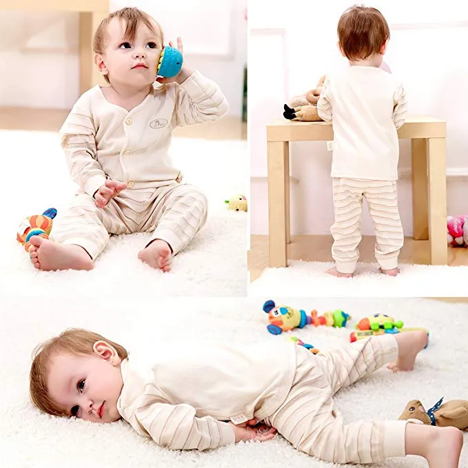 100% Ropa de bebé de algodón orgánico, pijamas para niños