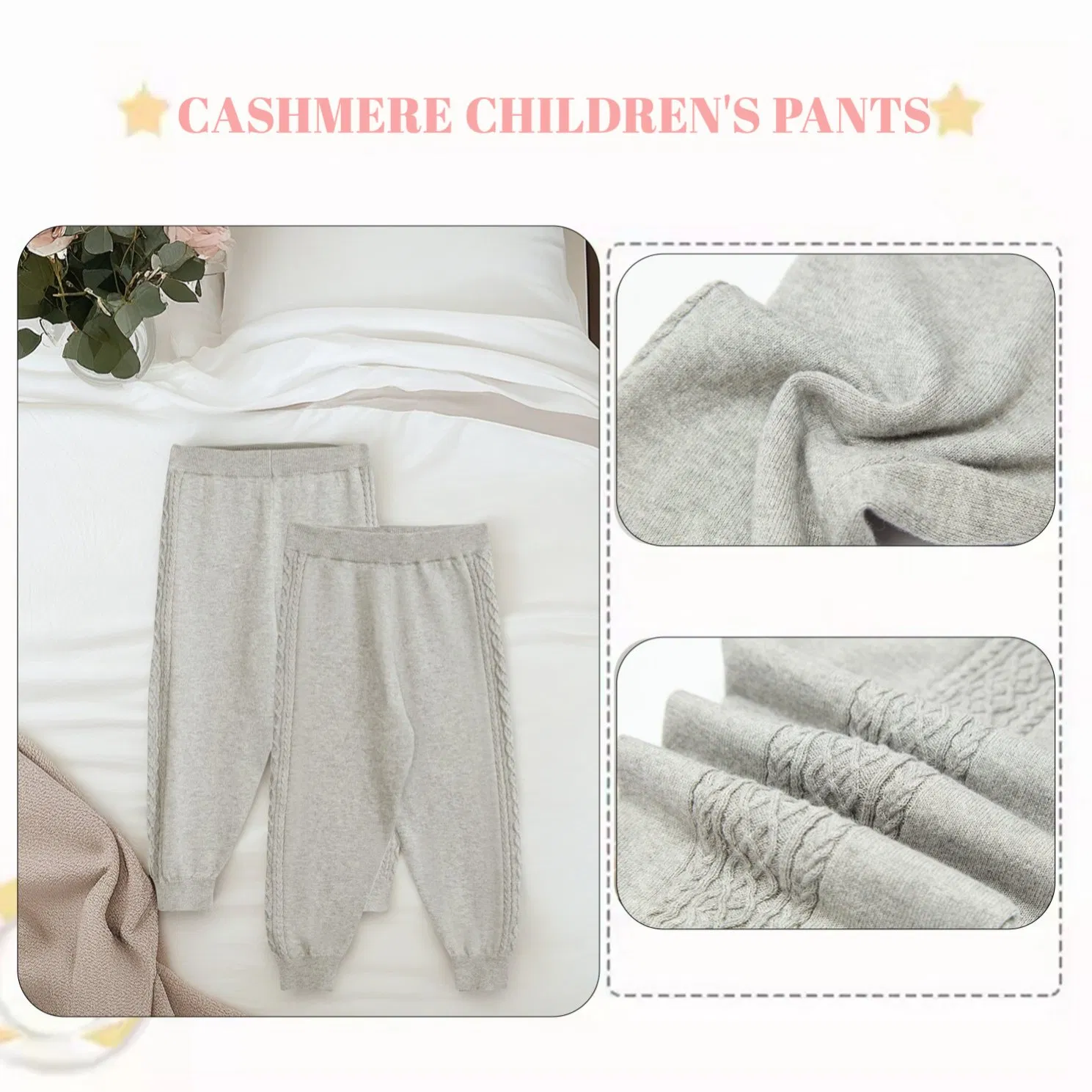 Pantalones largos de cachemira de alta calidad 100% pantalones de cachemira ropa para niños