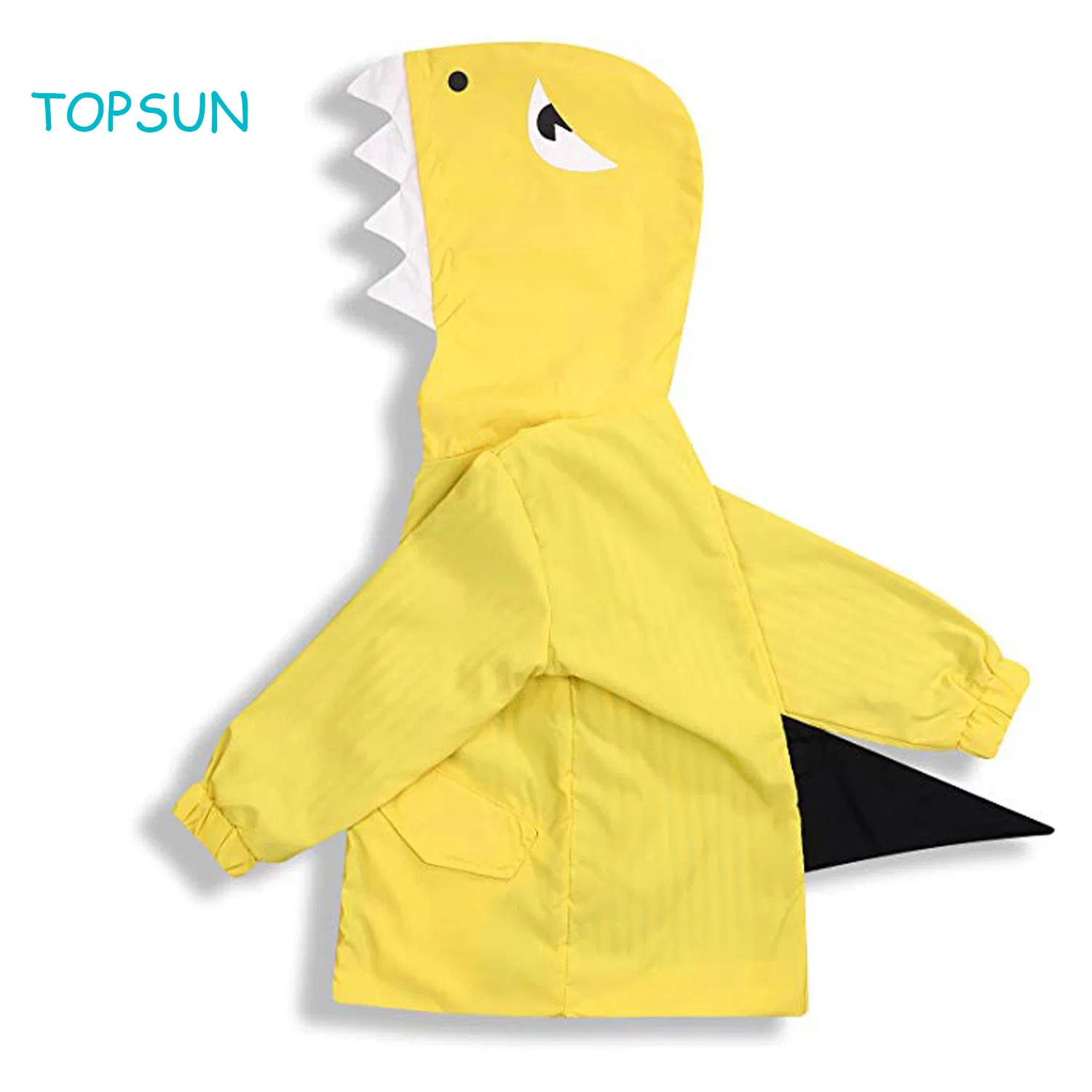 Chubasquero unisex amarillo para bebés y niños pequeños, impermeable, con lindo dibujo de tiburón, capucha, abrigo con cremallera, atuendo para usar