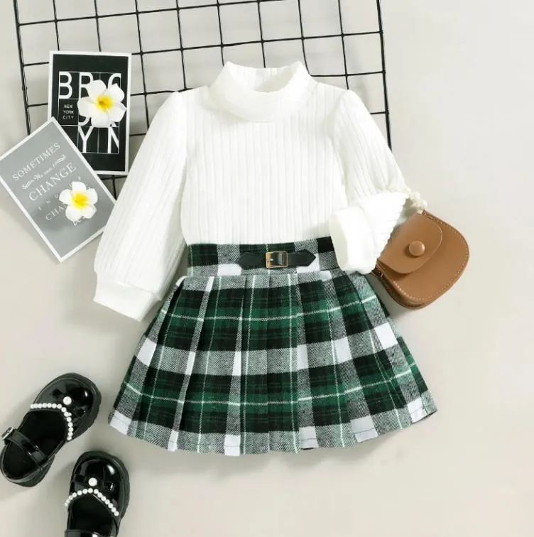 Conjunto de suéter de invierno y falda para niñas, ropa de verano
