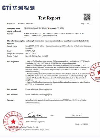 Certificación SVHC