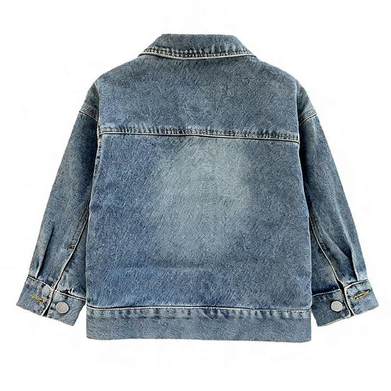 Chaqueta de mezclilla para niños de corte holgado, casual, con solapa, moda infantil