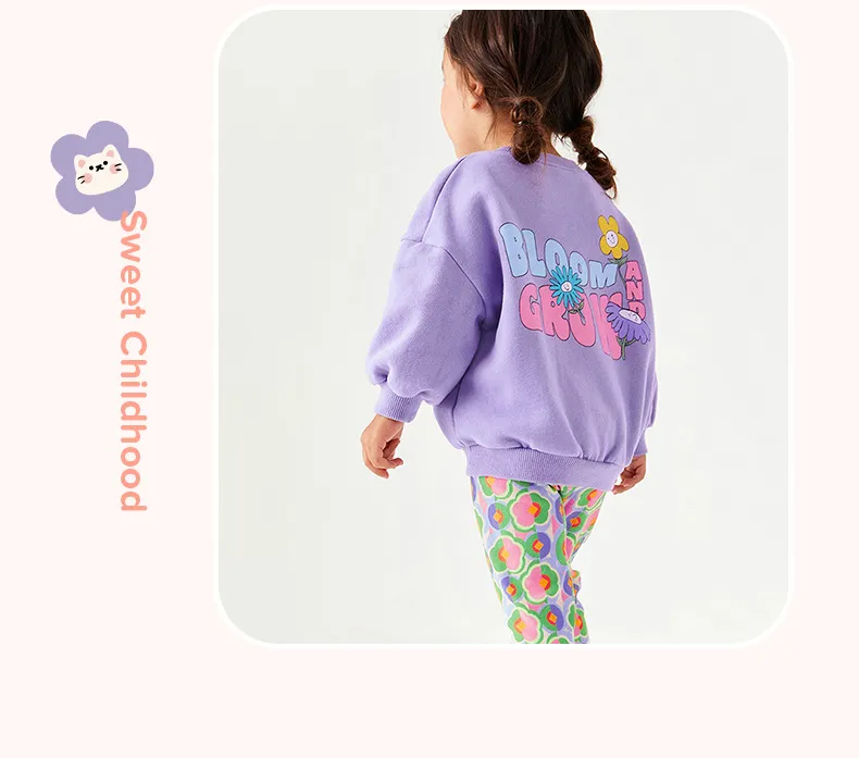 Ropa para niños Dulces Niña lila Color Sudadera Flor de amante Legging 2pcs Set ropa para niños