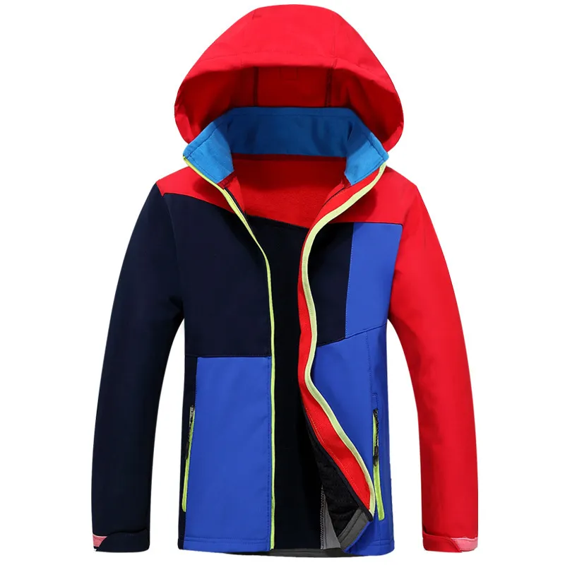 Chaqueta Softshell para Niños Ropa Infantil Abrigo Forrado de Forro Polar Chaqueta con Capucha de Parches