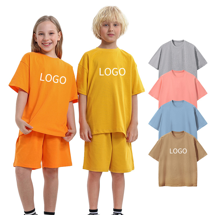 Camiseta gráfica personalizada al por mayor en blanco 100% de algodón para verano, niños, niñas, camiseta oversized para niños, ropa para niños