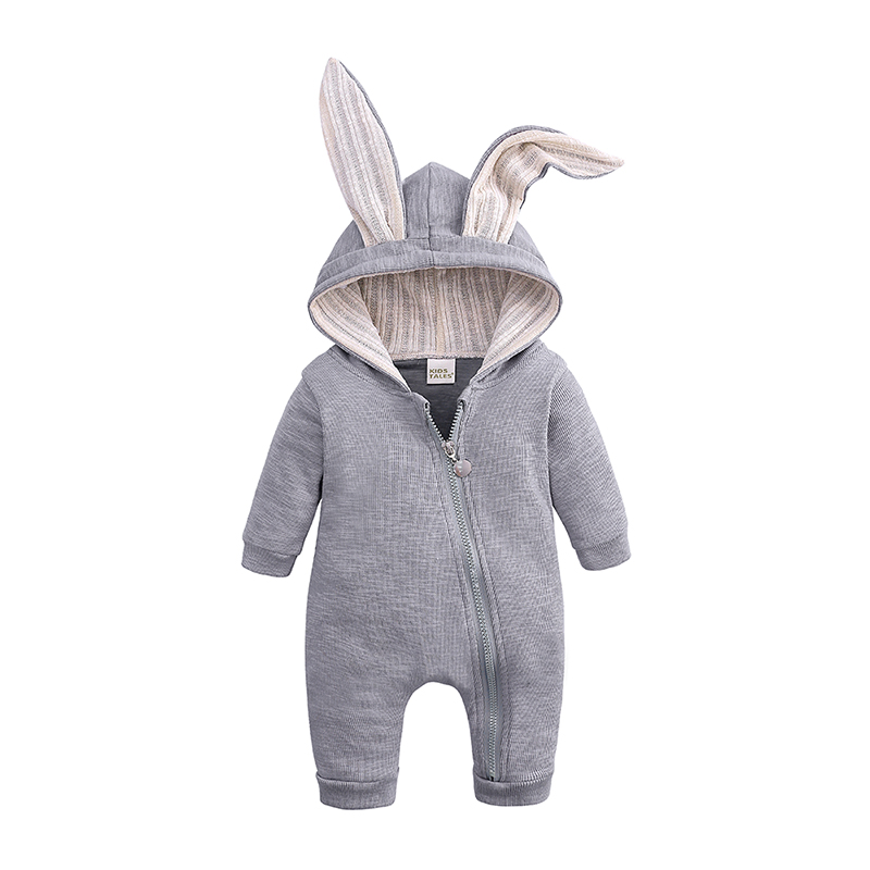 Mono de algodón para bebé, ropa de conejito lindo, mamelucos con cremallera, ropa para bebés, pijamas para bebés