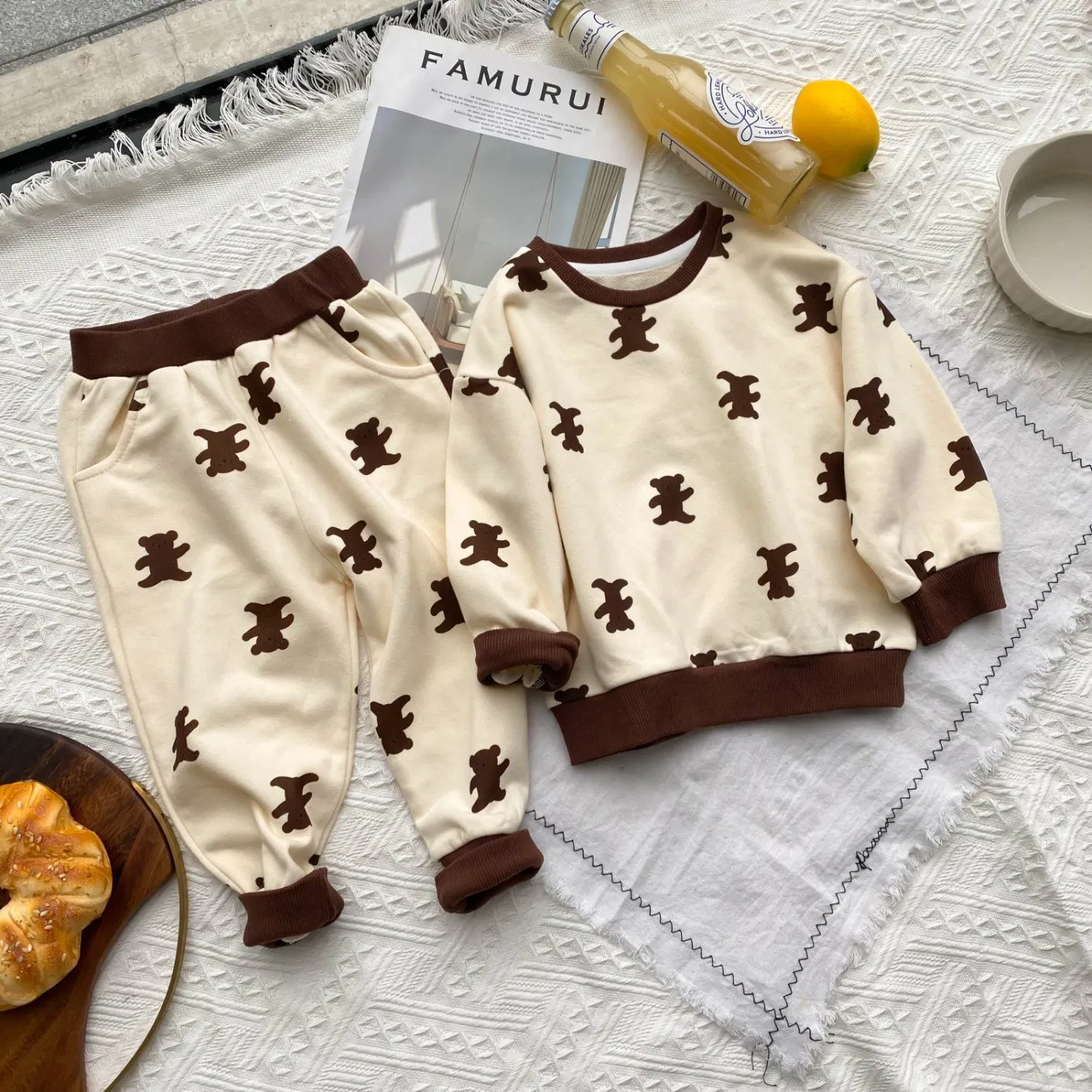 Conjunto de pijamas para niños, ropa de otoño para bebés, clase A, 100% algodón, nuevo estilo de ropa infantil de otoño, pantalones de otoño, ropa de casa para hombres