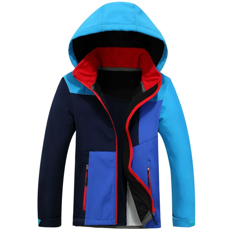 Chaqueta Softshell para Niños Ropa Infantil Abrigo Forrado de Forro Polar Chaqueta con Capucha de Parches