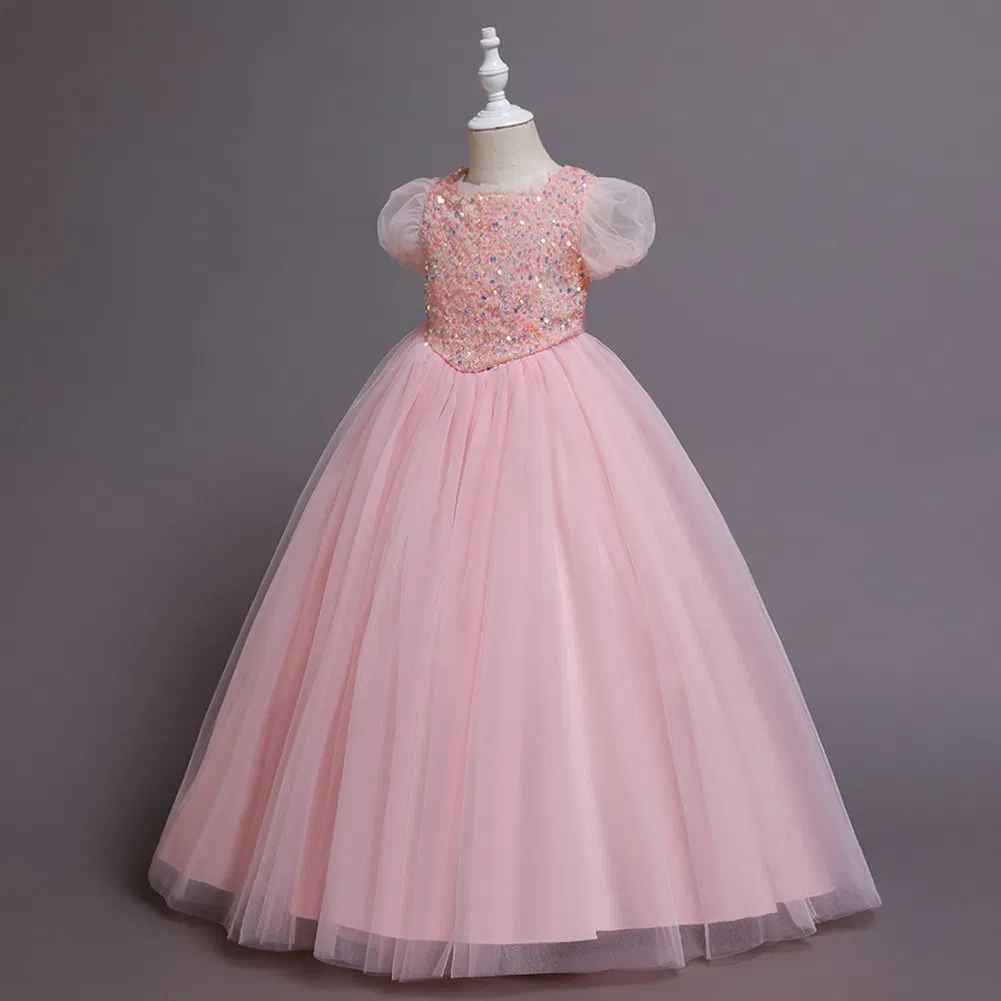 Vestido formal sin mangas de moda con bordado de flores y lazo para niñas, ideal para cumpleaños, fiestas de boda y eventos especiales