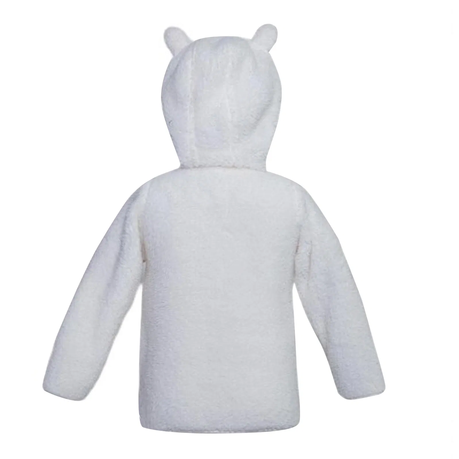 Ropa de felpa blanca para bebés con capucha y orejas, abrigo suave y cálido para niños pequeños
