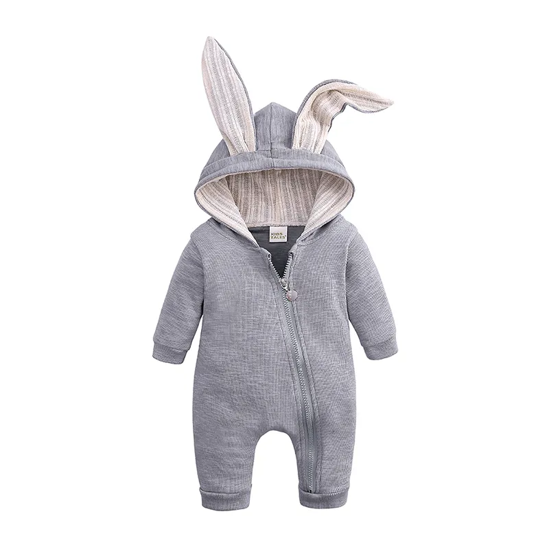 Mono de algodón para bebé, ropa de conejito lindo, mamelucos con cremallera, ropa para bebés, pijamas para bebés