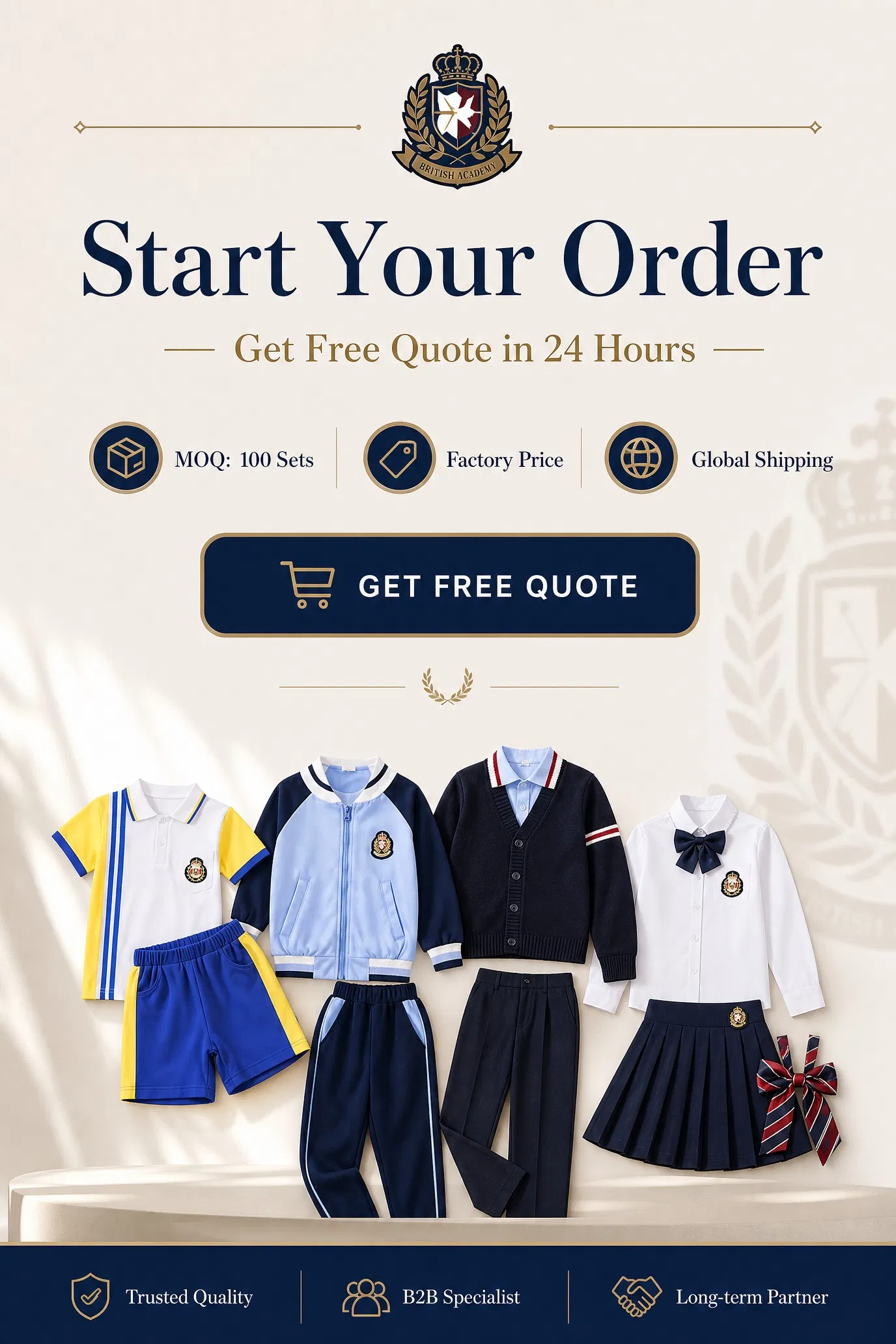 Conjuntos de calidad diseñados para niños y niñas, uniforme escolar