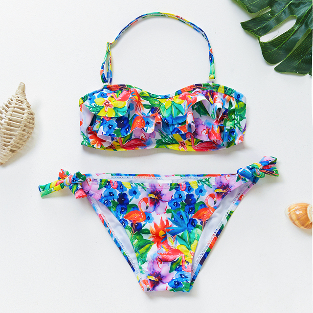 Traje de baño personalizado de flamenco, conjuntos de bikini de verano, ropa de baño para niños
