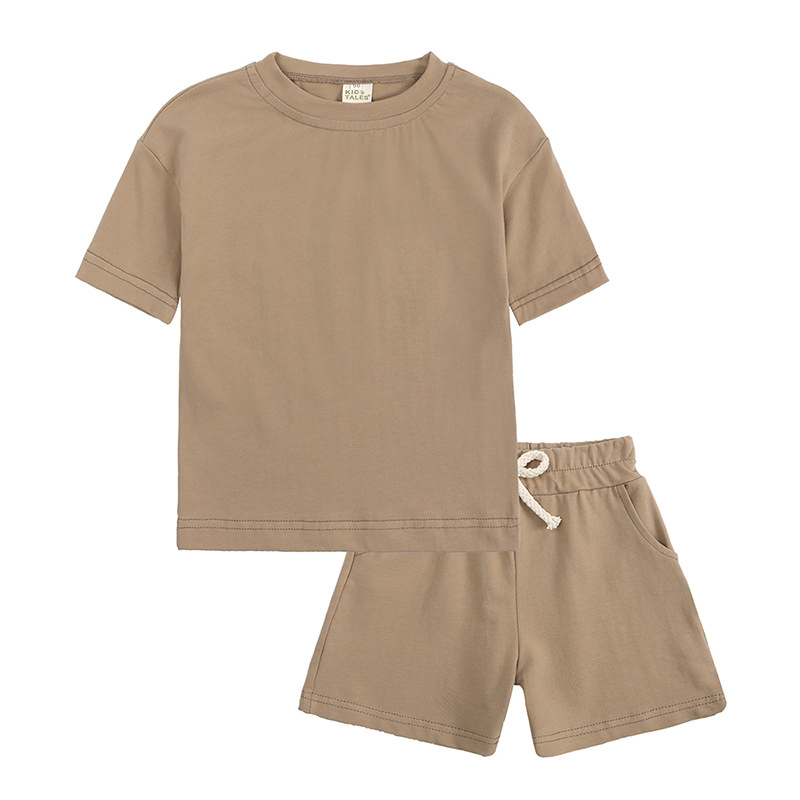 Ropa al por mayor OEM para niños y niñas, camiseta de verano y pantalones cortos 100% ropa de algodón, ropa casual para niños, chándales para niños