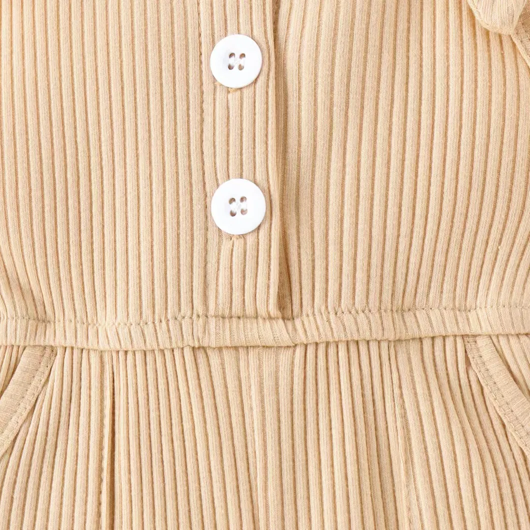 Mono de verano casual para niñas, tirantes de ribete, ropa para bebés, tejido de punto