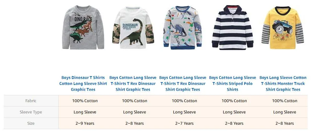 Ropa para niños Camisetas de manga larga de algodón para bebés niños Ropa infantil Camisetas gráficas