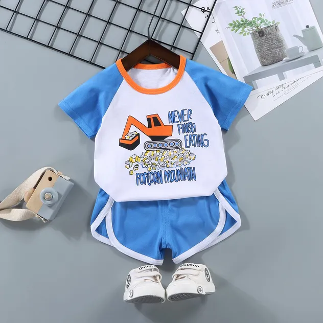 Conjunto de verano para preescolar, delgado y lindo, súper lindo conjunto de bebé de manga corta y pantalones cortos, ropa casual para niños