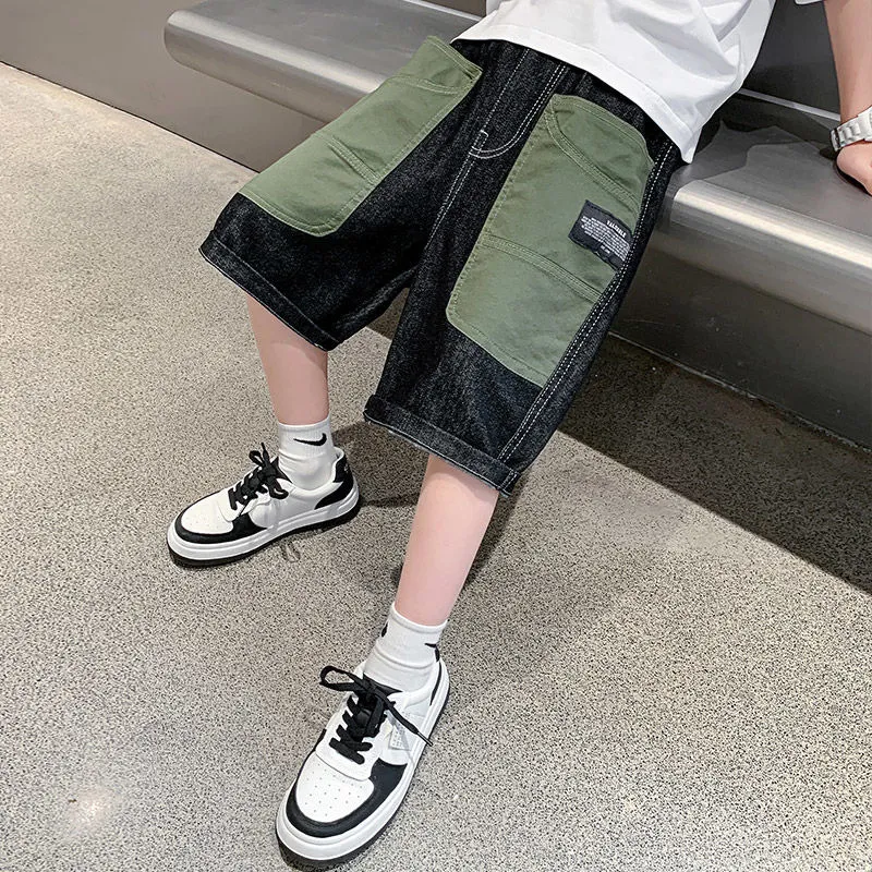 Ropa personalizada para niños, ropa para niños, jeans de verano, vaquero de algodón, cintura elástica, jeans para bebés