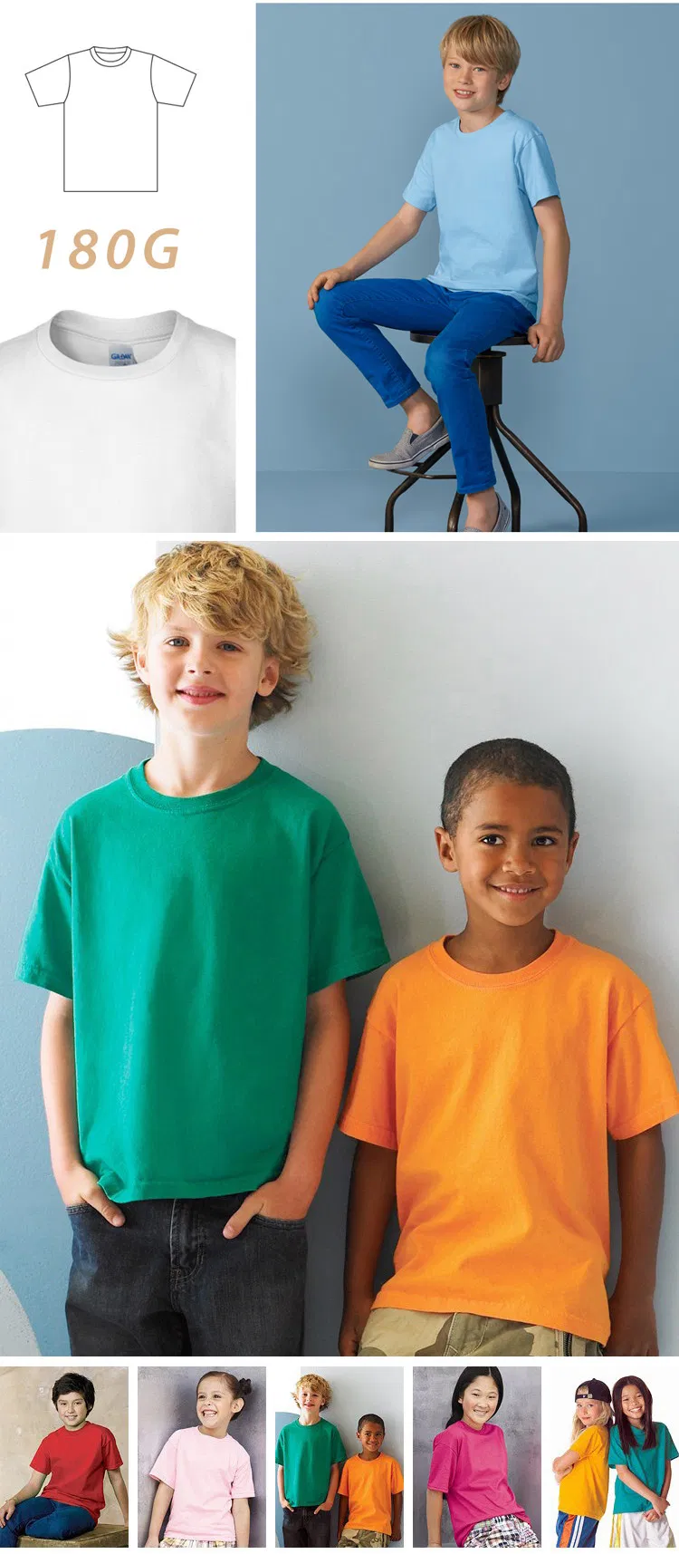 Camiseta de algodón personalizada para niños