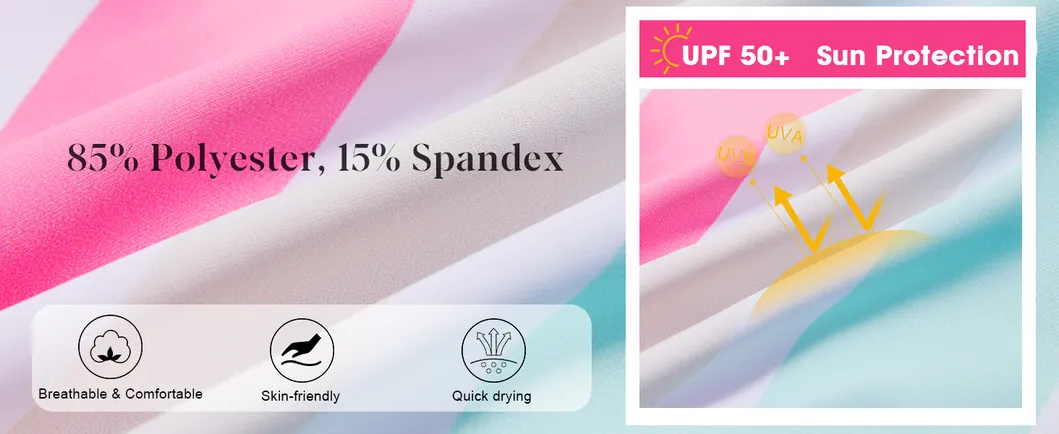 Traje de baño de manga larga con cremallera multicolor para niños Upf 50+