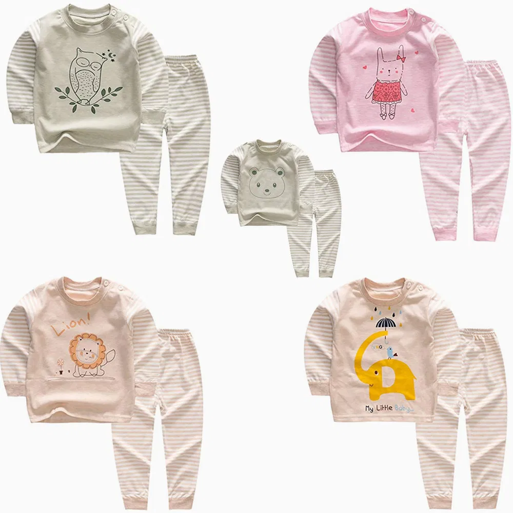 100% Ropa de bebé de algodón orgánico, pijamas para niños
