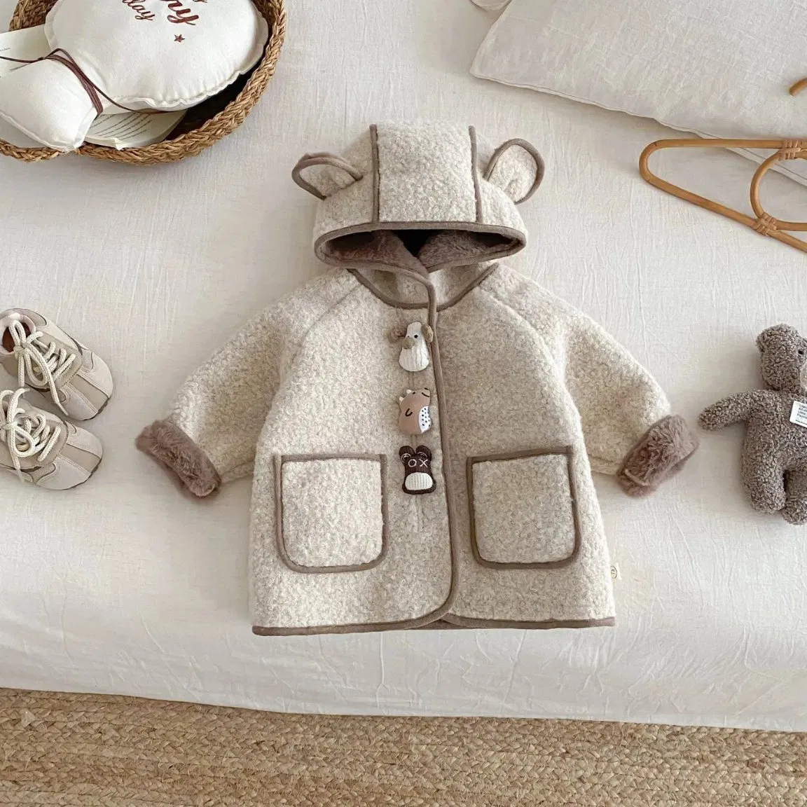 Abrigo de invierno para niños, chaqueta de forro polar cálida, abrigo exterior para bebés, chaqueta casual para niñas