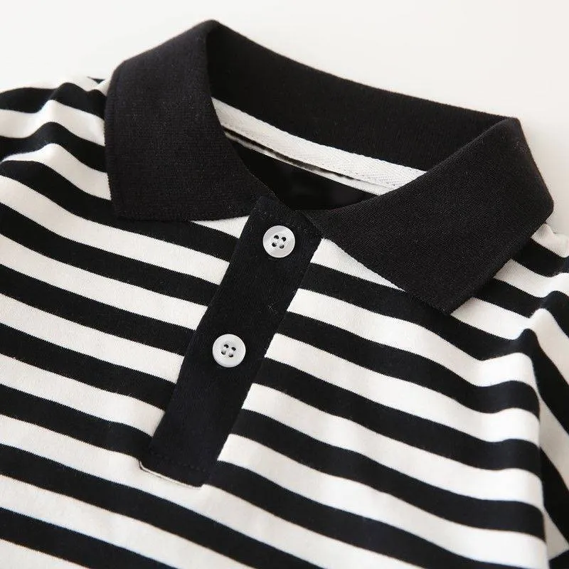 Niños Camisetas Polo de Manga Larga de Diferentes Colores Nueva Moda Camiseta Polo para Niños Ropa al por mayor Camiseta de Hilo Teñido Camiseta Polo para Niños Top de Moda Ropa para Bebés