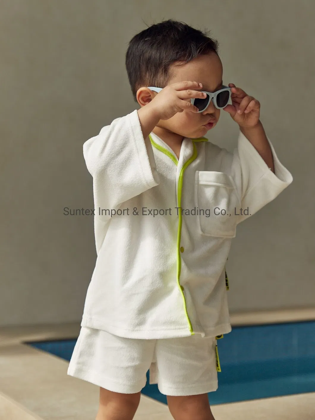 100% Tela de punto de algodón Terry color blanco ropa para niños ropa infantil
