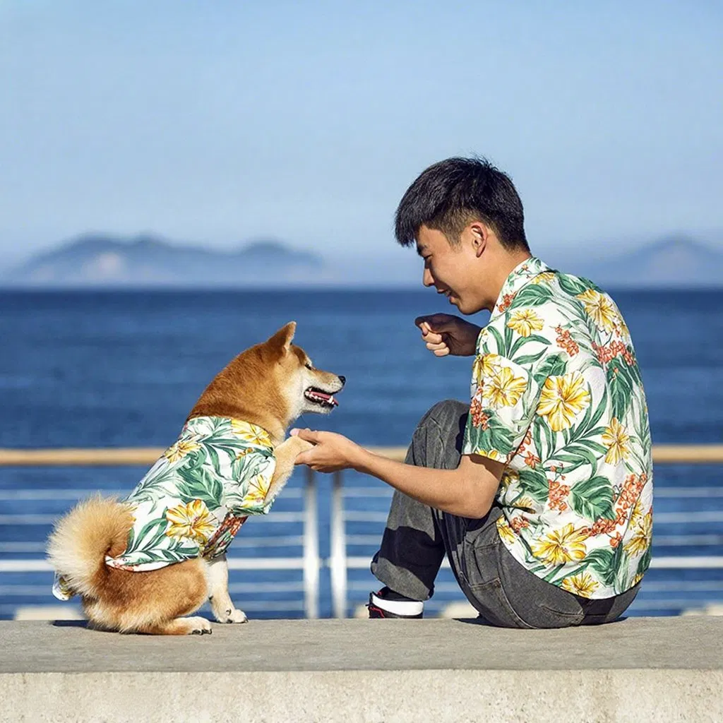 Dueño y Mascota Atuendo Playero Casual para Mascotas Camiseta Hombre Perro Padre Hijo Ropa Xs-8XL Ropa para Cachorro Perro Grande