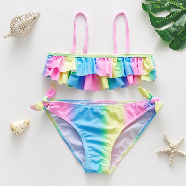 Traje de baño personalizado de flamenco, conjuntos de bikini de verano, ropa de baño para niños