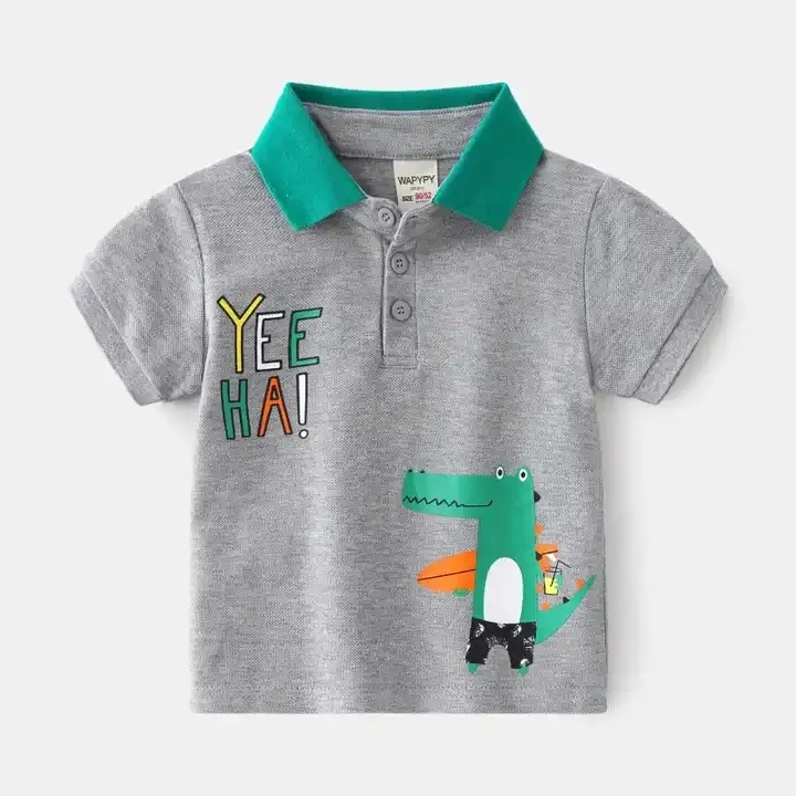 Camiseta de verano de cuello redondo y manga corta para niños, ropa infantil