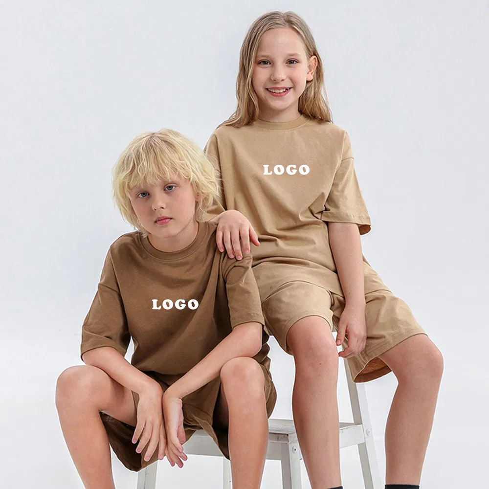 Camiseta gráfica personalizada al por mayor en blanco 100% de algodón para verano, niños, niñas, camiseta oversized para niños, ropa para niños