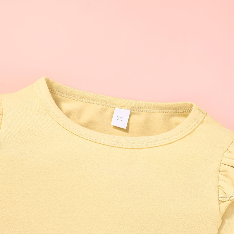 Ropa de Navidad para Niñas Pequeñas Conjuntos de Pantalones de Impresión de Flores Sólidas con Cuello Redondo de Manga Larga y Volantes 3 Piezas