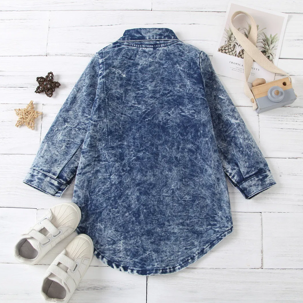 Ropa de mezclilla casual de manga larga personalizada para niños, niñas, bebés y niños