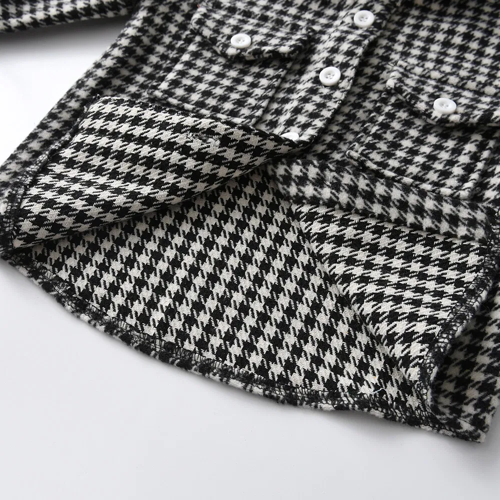 Ropa de niño invierno camisa de cuadros de algodón de manga larga ropa infantil con abrigo cepillado chaqueta de forro polar para niños chaqueta de invierno para niñas etiqueta personalizada