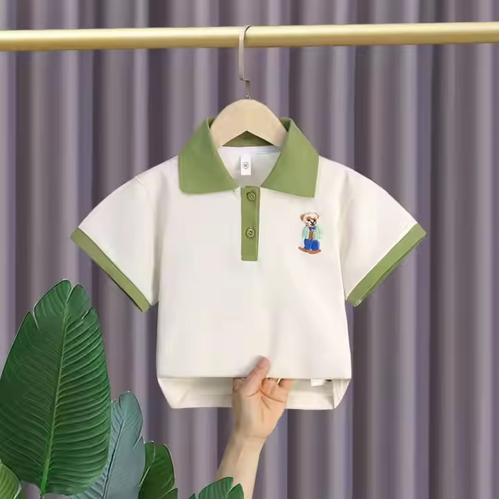 Camiseta de verano de cuello redondo y manga corta para niños, ropa infantil
