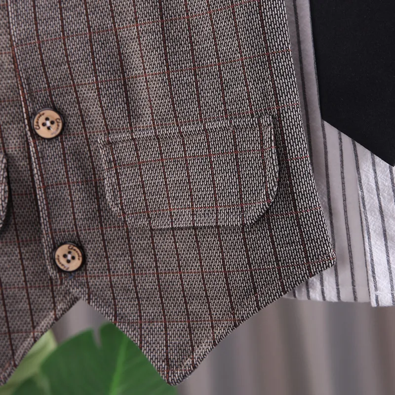Camisa a rayas, chaleco, pantalones