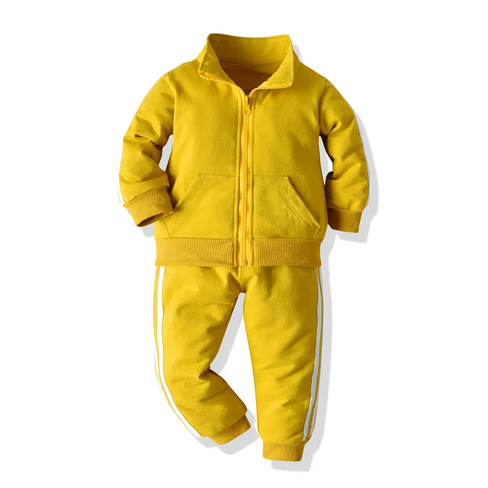 Ropa para niños Ropa infantil Suéter para niños Conjunto de dos piezas Ropa casual Ropa para bebés Conjunto con cremallera Sudaderas Pantalones de chándal Jogger Ropa para niños Etiqueta personalizada ODM OEM