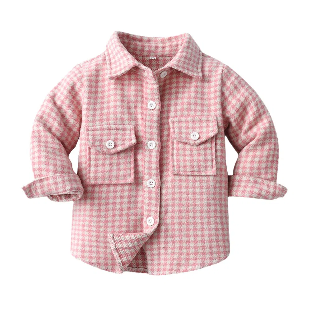 Chaqueta de bebé niño invierno algodón de manga larga a cuadros camisa infantil abrigo exterior ropa para niños chaqueta de forro polar chaqueta de invierno para niñas camisa a cuadros ODM OEM