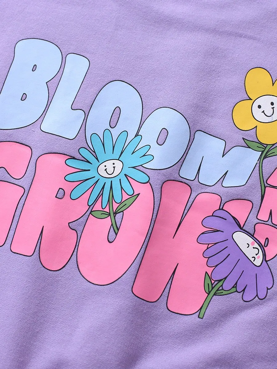 Ropa para niños Dulces Niña lila Color Sudadera Flor de amante Legging 2pcs Set ropa para niños